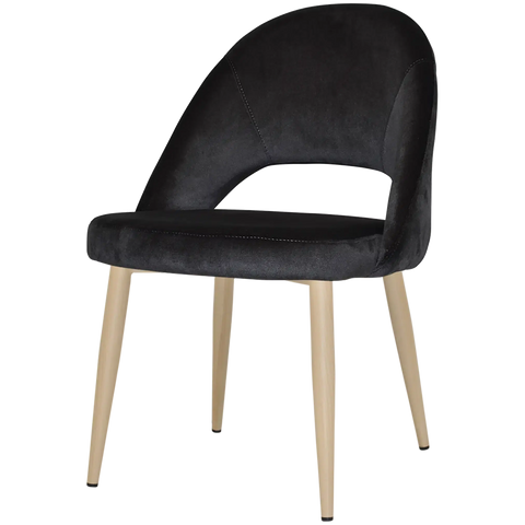 Saffron Chair In Birch Metal With 4 Leg With Regis Charcoal Fabric, Viewed From Front Angle