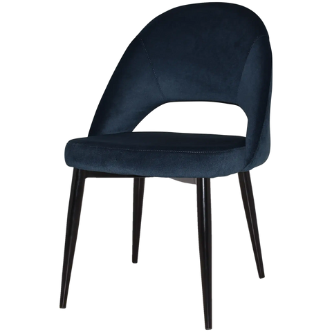 Saffron Chair In Black Metal With 4 Leg With Regis Navy Fabric, Viewed From Front Angle