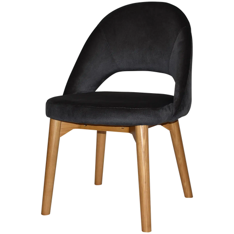 Saffron Chair In Light Oak Timber With 4 Leg With Regis Charcoal Fabric, Viewed From Front Angle