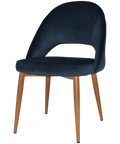 Saffron Chair In Light Oak With Metal 4 Leg With Regis Navy Fabric, Viewed From Front Angle
