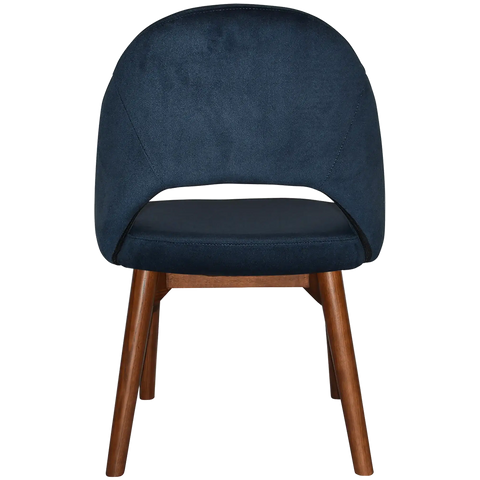 Saffron Chair In Light Walnut Timber With 4 Leg With Regis Navy Fabric, Viewed From Back