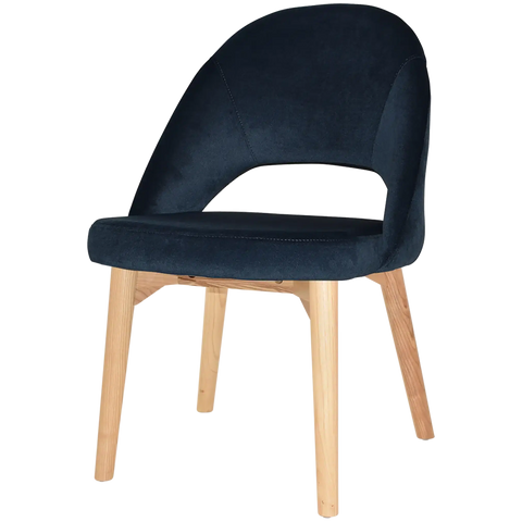 Saffron Chair In Natural Timber With 4 Leg With Regis Navy Fabric, Viewed From Front Angle