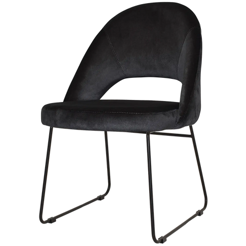 Saffron Chair With Black Sled Base And Regis Charcoal Fabric, Viewed From Front Angle