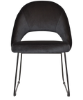 Saffron Chair With Black Sled Base And Regis Charcoal Fabric, Viewed From Front