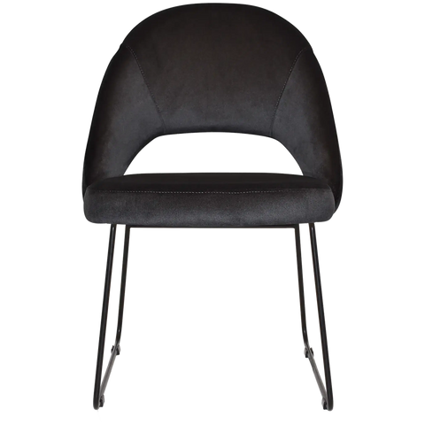 Saffron Chair With Black Sled Base And Regis Charcoal Fabric, Viewed From Front
