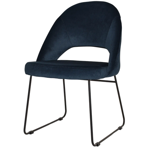 Saffron Chair With Black Sled Base And Regis Navy Fabric, Viewed From Front Angle