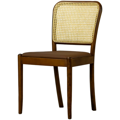 Sienna Cane Backrest Chair Walnut Chocolate Seat Pad, Viewed From Angle