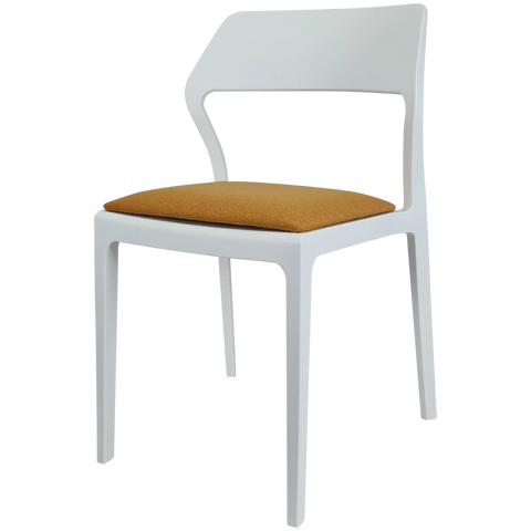 Snow Chair By Siesta In White With 7 Seat Pad, Viewed From Angle