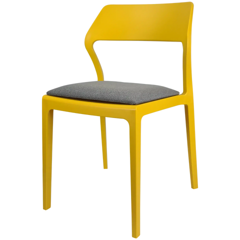 Snow Chair By Siesta In Yellow With Taupe Seat Pad, Viewed From Angle