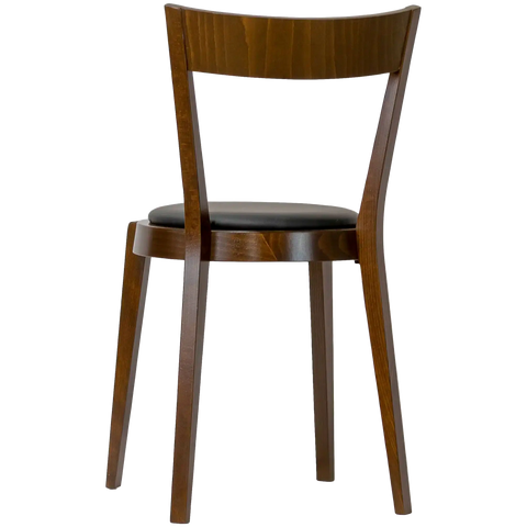 Spire Chair By Paged Walnut Frame With Black Vinyl Seat, Viewed From Back Angle