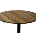 Spotted Gum Slatted Table Top 800 Dia Round Custom Australian Timber, Viewed From Above Angle
