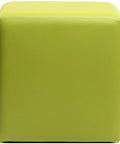 Square Ottoman In Green Vinyl, Viewed From Front