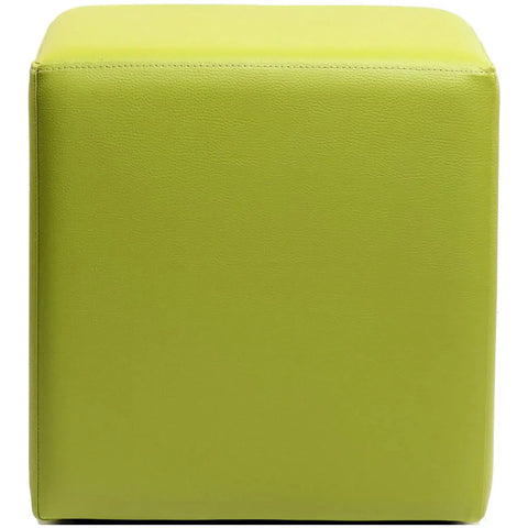 Square Ottoman In Green Vinyl, Viewed From Front