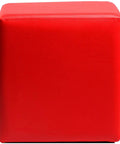 Square Ottoman In Red Vinyl, Viewed From Front