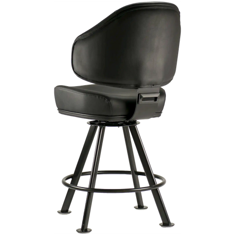 Stirling Gaming Stool Black Vinyl Seat with Black Frame, Viewed From Behind