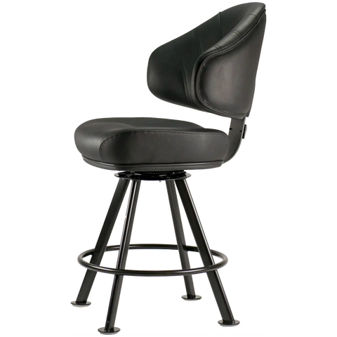 Stirling Gaming Stool Black Vinyl Seat with Black Frame, Viewed From Side