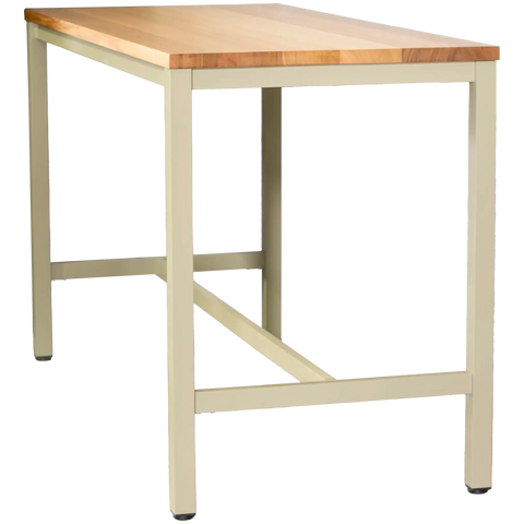 Tasmanian Oak Table Top Natural Clear Coat With Custom Powder Coated Henley Bar Frame