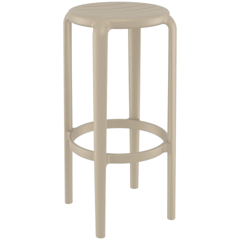 Tom Bar Stool By Siesta Taupe, Viewed From Angle In Front