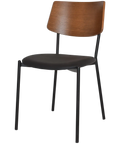 Venice Chair With Black Frame And Black Vinyl Seat With Light Oak Backrest, Viewed From Angle In Front