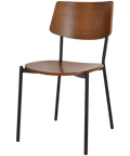 Venice Chair With Black Frame And Light Walnut Seat And Backrest, Viewed From Angle In Front