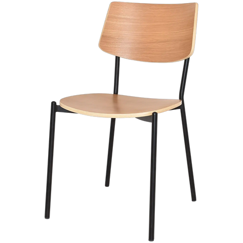 Venice Chair With Black Frame And Natural Backrest And Seat, Viewed From Angle In Front