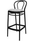 Victor Bar Stool By Siesta In Black With Light Grey Seat Pad, Viewed From Angle