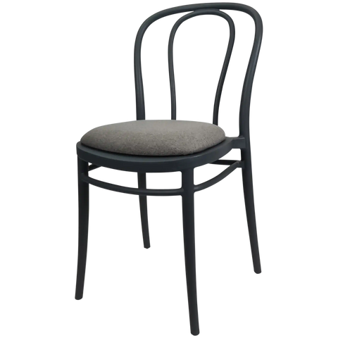 Victor Chair By Siesta In Anthracite With Taupe Seat Pad, Viewed From Angle