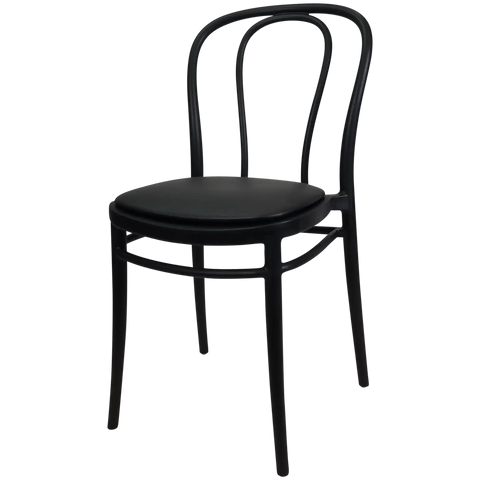 Victor Chair By Siesta In Black With Black Vinyl Seat Pad, Viewed From Angle