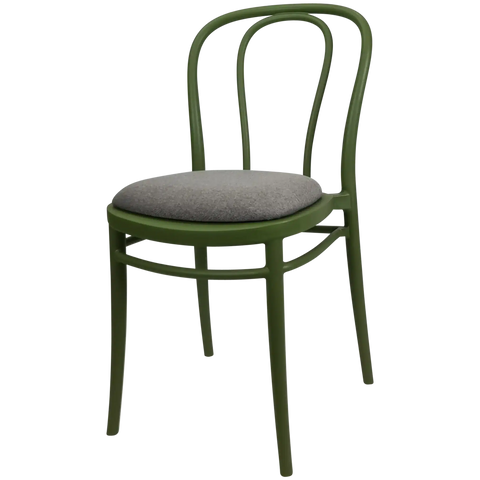 Victor Chair By Siesta In Olive Green With Taupe Seat Pad, Viewed From Angle
