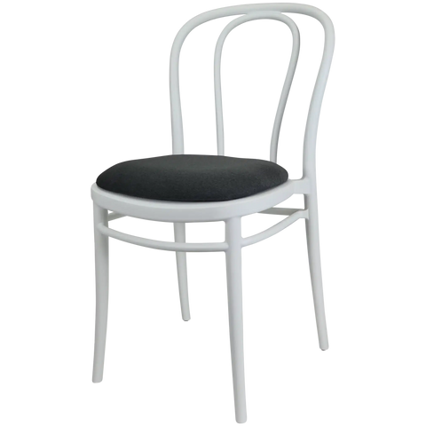 Victor Chair By Siesta In White With Anthracite Seat Pad, Viewed From Angle