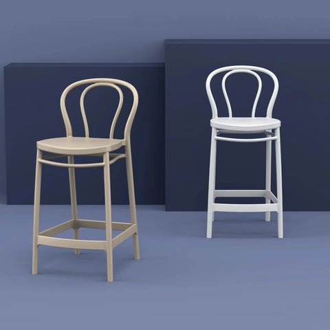 Victor Counter Stool By Siesta In Taupe And White