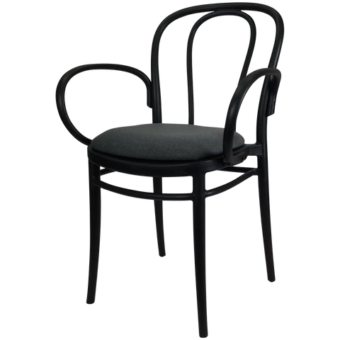 Victor XL Armchair By Siesta In Black With Anthracite Seat Pad, Viewed From Angle