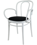 Victor XL Armchair By Siesta In White With Black Seat Pad, Viewed From Angle