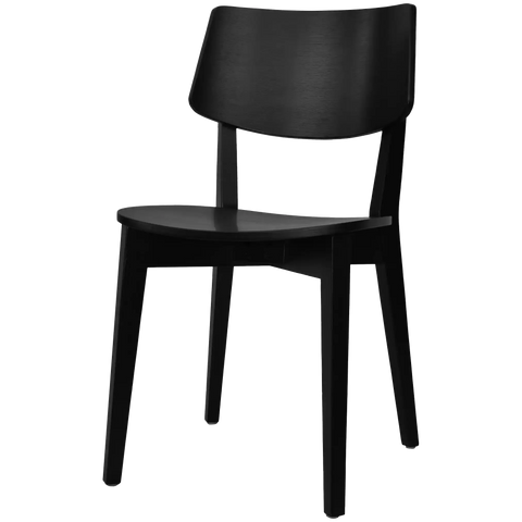 Vinnix Chair With Black Timber Frame And Veneer Seat, Viewed From Angle In Front