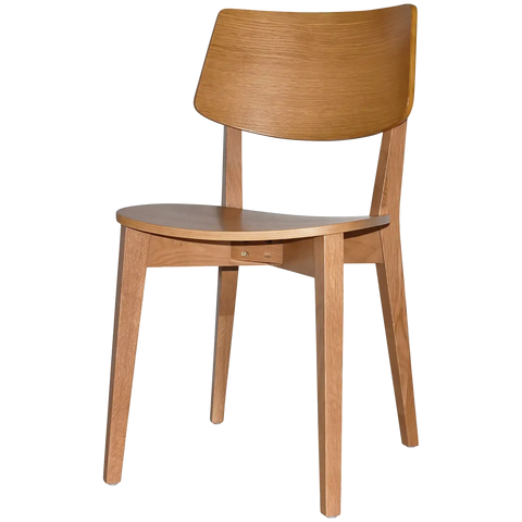 Vinnix Chair With Light Oak Timber Frame And Veneer Seat, Viewed From Angle In Front