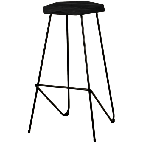 Weston Bar Stool With Black Seat, Viewed From Angle In Front