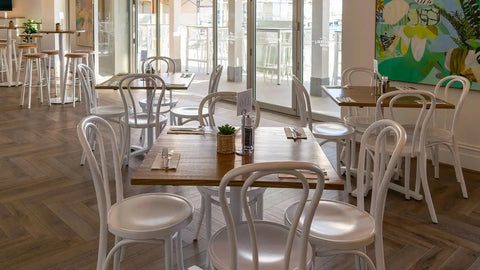 White No 18 Bentwood Chairs At The Lighthouse Wharf Hotel