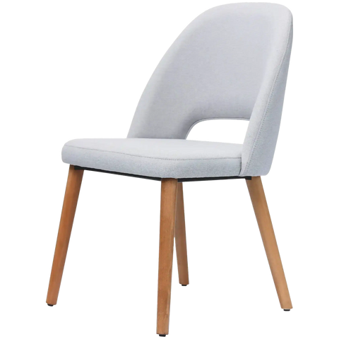 Alfi Chair With Light Grey Woven Shell And Trojan Oak Timber Legs, Viewed From Angle In Front