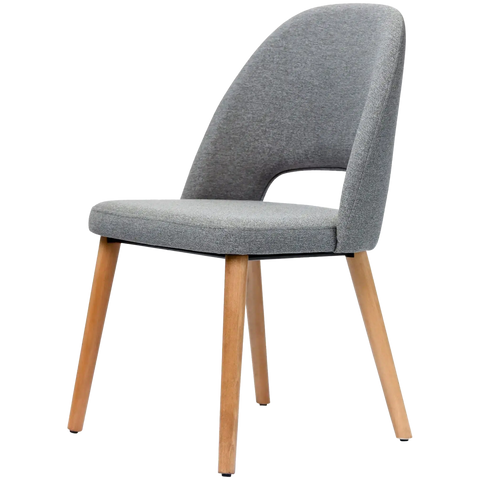 Alfi Chair With Taupe Woven Shell And Trojan Oak Timber Legs, Viewed From Angle In Front