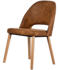 Alfi Chair With Vintage Tan Shell And Trojan Oak Timber Legs, Viewed From Angle In Front