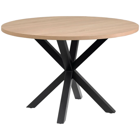 Arya Dining Table 120 Dia With Black Base, Viewed From Angle In Front
