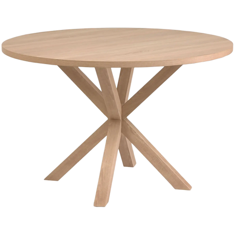 Arya Dining Table 120 Dia With Natural Base, Viewed From Angle In Front