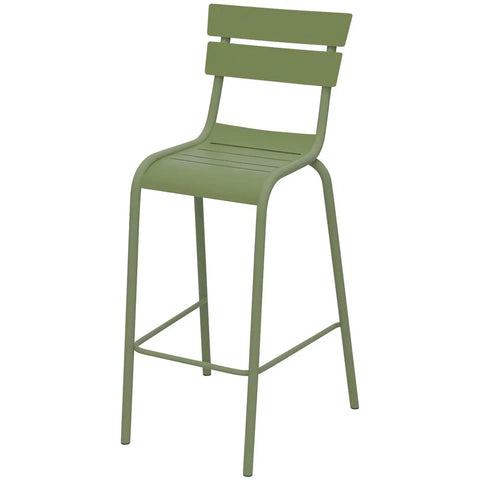 Bordeaux Bar Stool In Green, Viewed From Angle In Front
