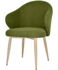 Boss Armchair Metal 4 Leg With Custom Upholstery And Birch Legs, Viewed From Front Angle