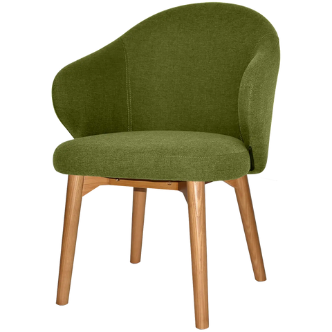 Boss Armchair Timber 4 Leg With Custom Upholstery And Light Oak Legs, Viewed From Front Angle