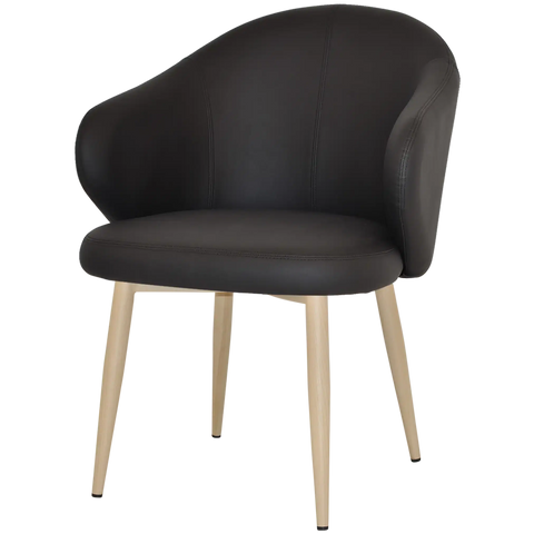 Boss Tub Chair Birch Metal 4 Leg With Black Vinyl Shellack Metal 4 Leg With, Viewed From Angle In Front