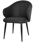 Boss Tub Chair Black Metal 4 Leg With Black Vinyl Shellack Metal 4 Leg With, Viewed From Angle In Front