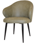 Boss Tub Chair Black Metal 4 Leg With Pelle Sage Shell, Viewed From Angle In Front