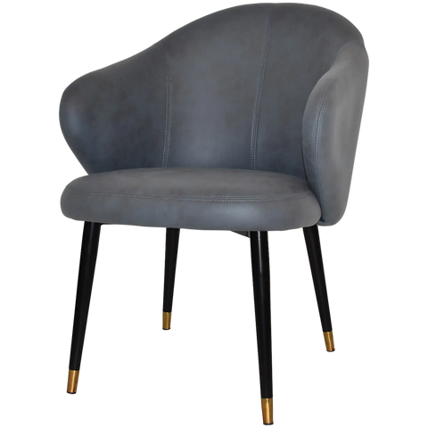 Boss Tub Chair Black With Brass Tip Metal 4 Leg With Pelle Navy Shell, Viewed From Angle In Front