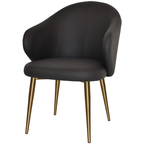 Boss Tub Chair Brass Metal 4 Leg With Black Vinyl Shellack Metal 4 Leg With, Viewed From Angle In Front